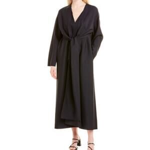 The Row Clementine Dress Dark Navy Knotted Front Mohair Wool Silk size XS